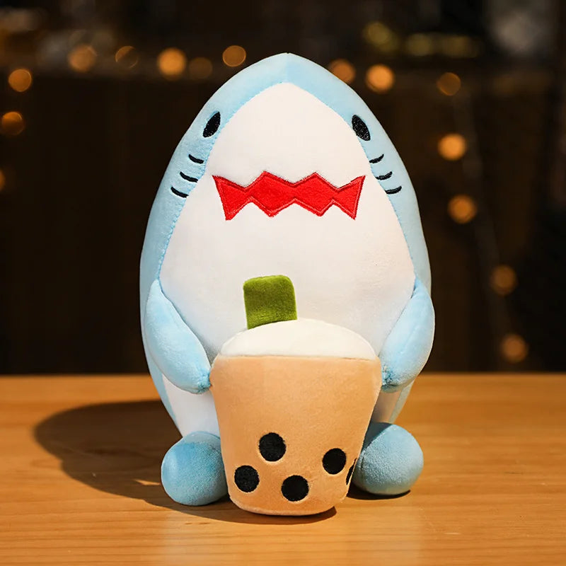 Cute Boba Milk Tea Panda Cat Shark Plush Toy